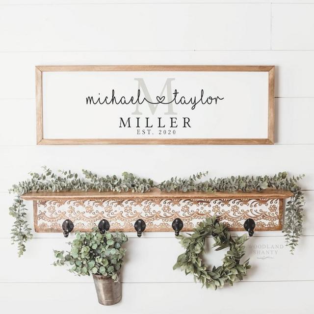 Personalized Last Name Monogram Sign | Modern Farmhouse Wedding Established Date Gift | Personalized Bridal Shower Gift