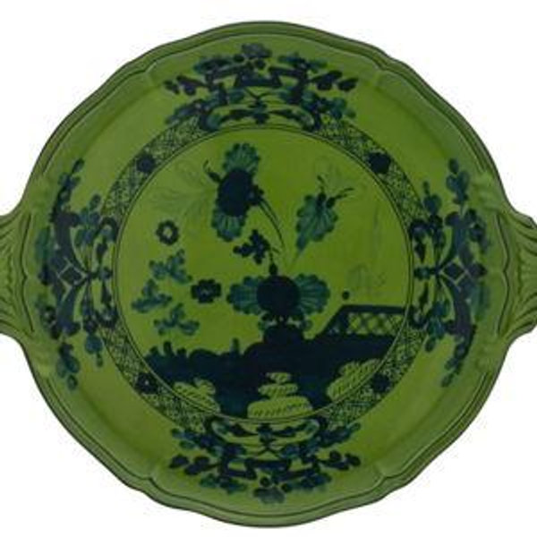Ginori 1735 Oriente Italiano Round Cake Plate in Malachite