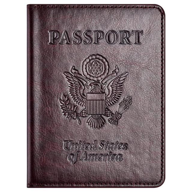 Passport and Vaccine Card Holder Combo, Passport Holder with Vaccine Card Slot, Passport Wallet, Passport Cover, Passport Case, Passport Holder for Women and Men (BC-Brown)