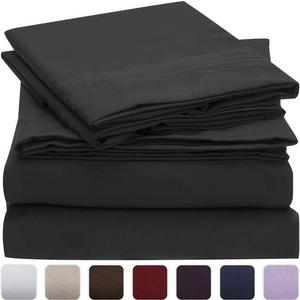 Mellanni Bed Sheet Set - Brushed Microfiber 1800 Bedding - Wrinkle, Fade, Stain Resistant - Hypoallergenic - 4 Piece (Queen, Black)