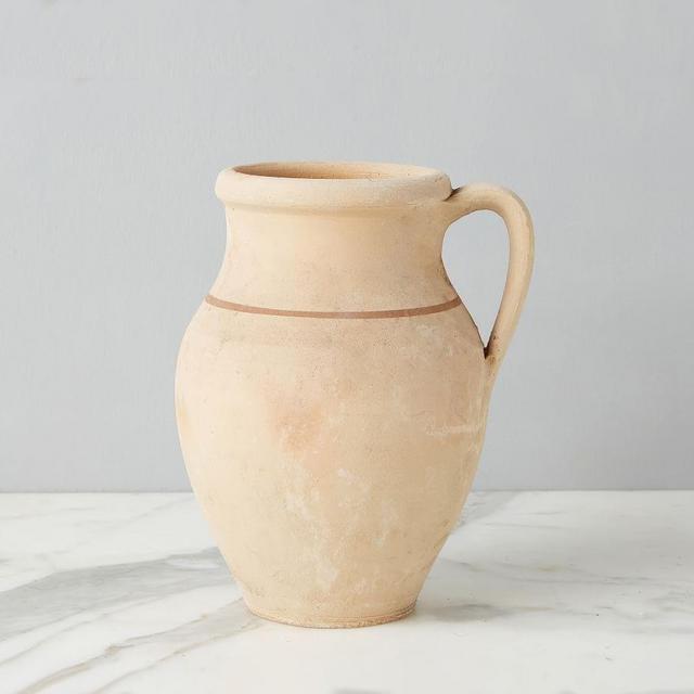 Found Antique Clay Amphora Vase, Natural, Medium 10" H