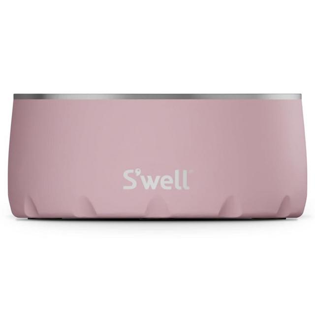 S'well Stainless Steel Pet Bowl, 16oz, Pink Topaz, for Small to Medium Size Dogs, Mess Free Design with Non Slip Rubber Bottom, Dishwasher Safe, BPA Free
