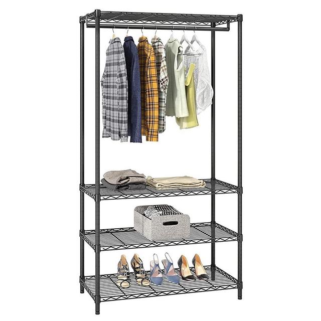 VIPEK V1S Wire Garment Rack 4 Tiers Heavy Duty Clothes Rack for Hanging Clothes Large Clothing Rack Freestanding Closet with Hanging Rod, 35.43'' L X 17.72'' W X 70.87'' H, Max Load 500LBS, Black