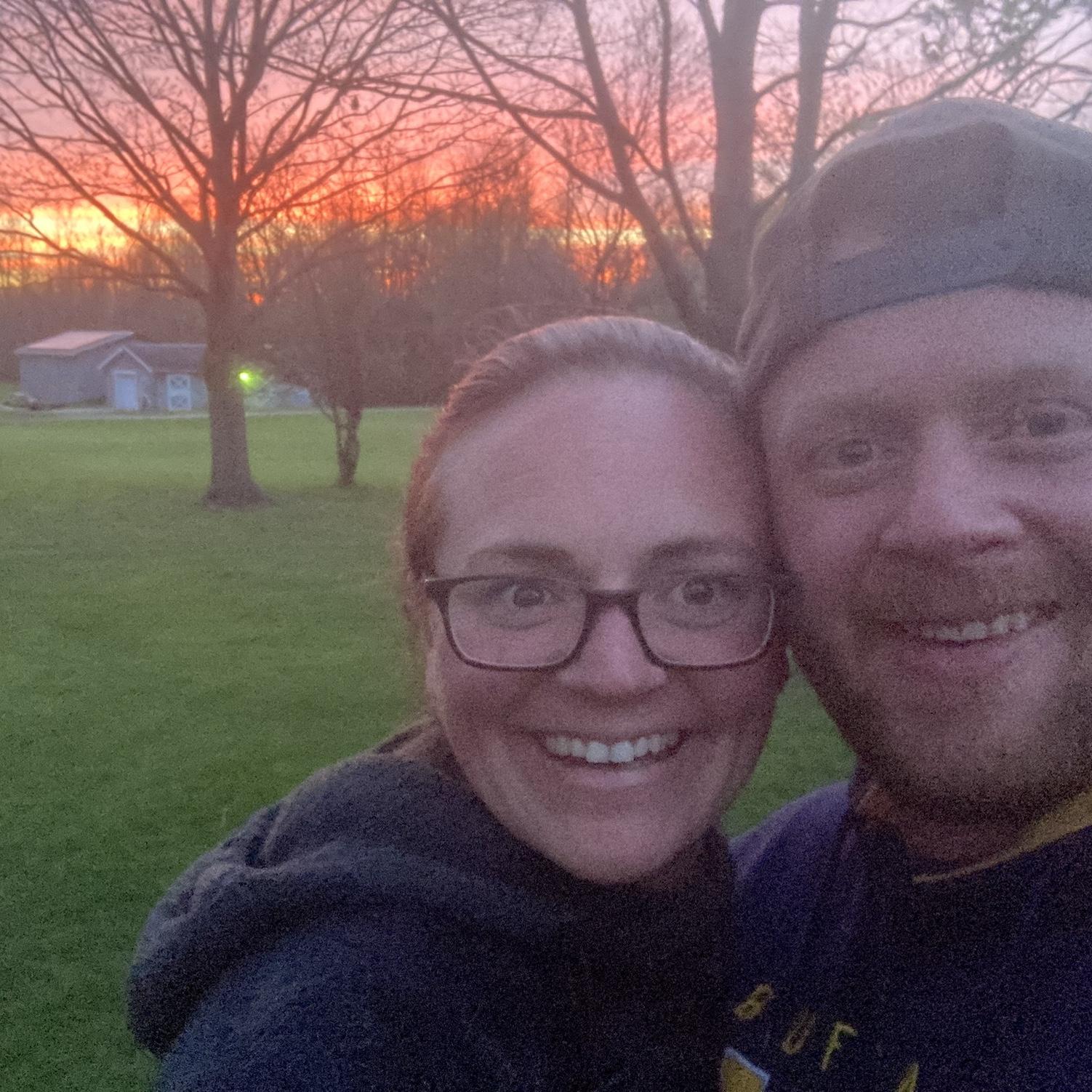 Sunset break while building the school bus. Churchville, NY