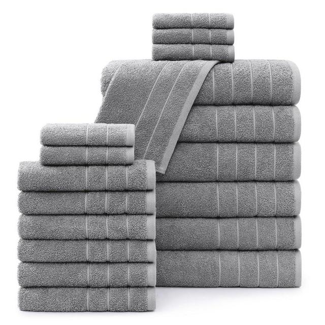 Casa Platino Bath Towels, 18 Piece Towel Set, 6 Large Bath Towels(30"x 60"), 6 Hand Towels & 6 Washcloths, 100% Ring Spun Cotton Towels for Bathroom, Bathroom Towel Set, Soft Towels - Ultimate Grey