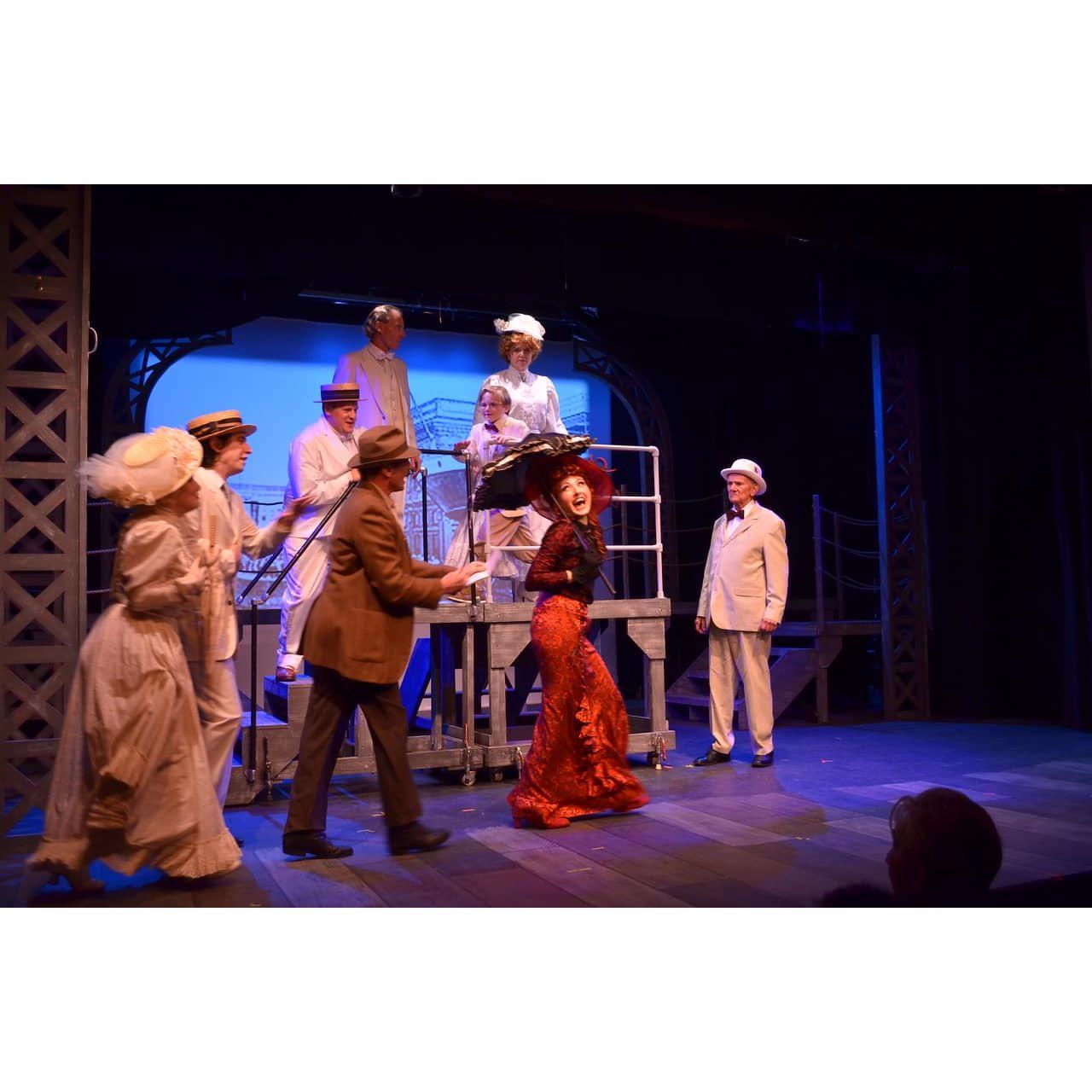 Dan and I met during the show "Ragtime" at Bergen County Players. That's me in the red dress and parasol, and him in the brown suit!