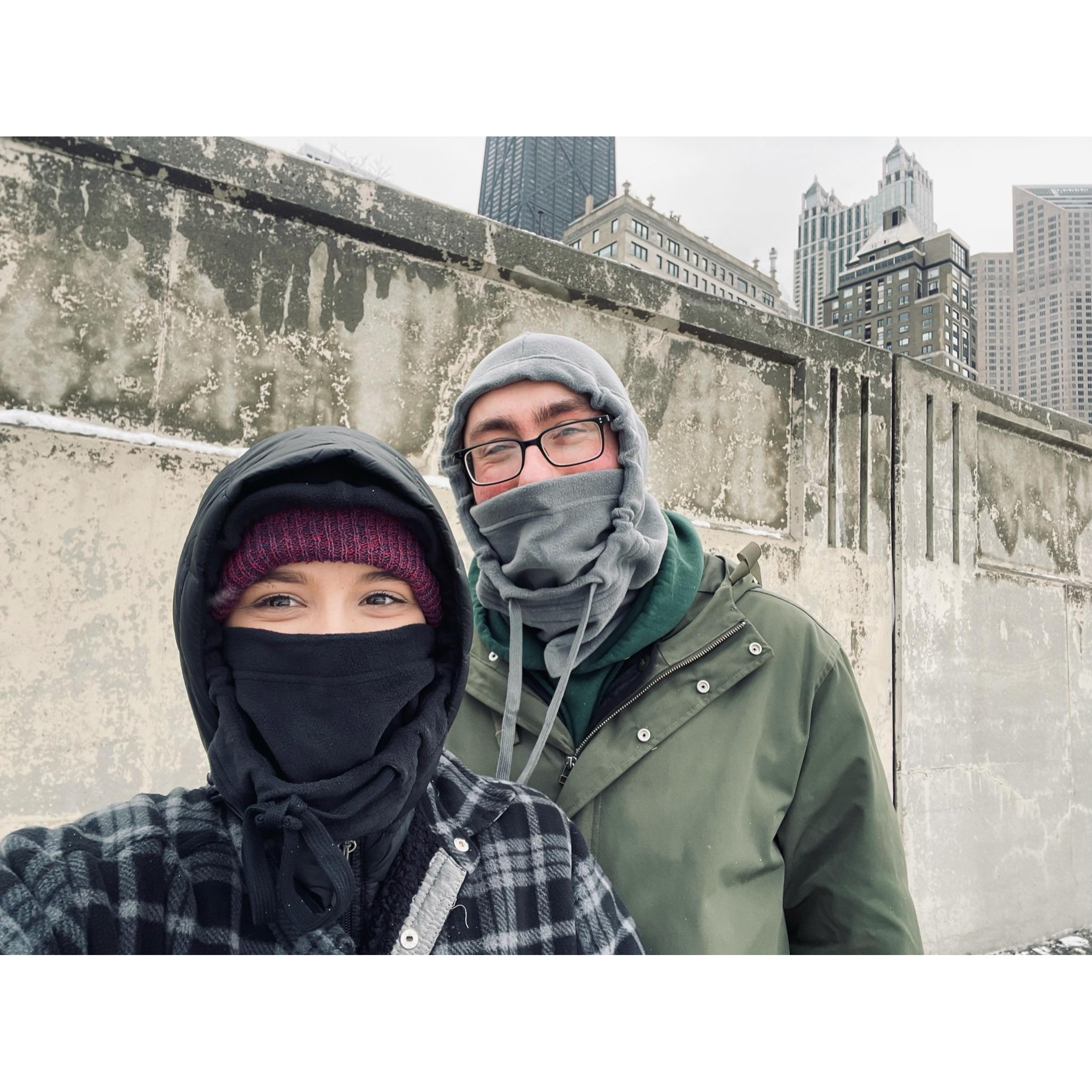 We walked 12 miles this day in below freezing temps
