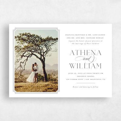 White Landscape Wedding Invitation - Constance Photo