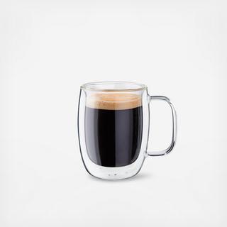 Sorrento Plus Double Wall Glass Coffee Mug, Set of 2