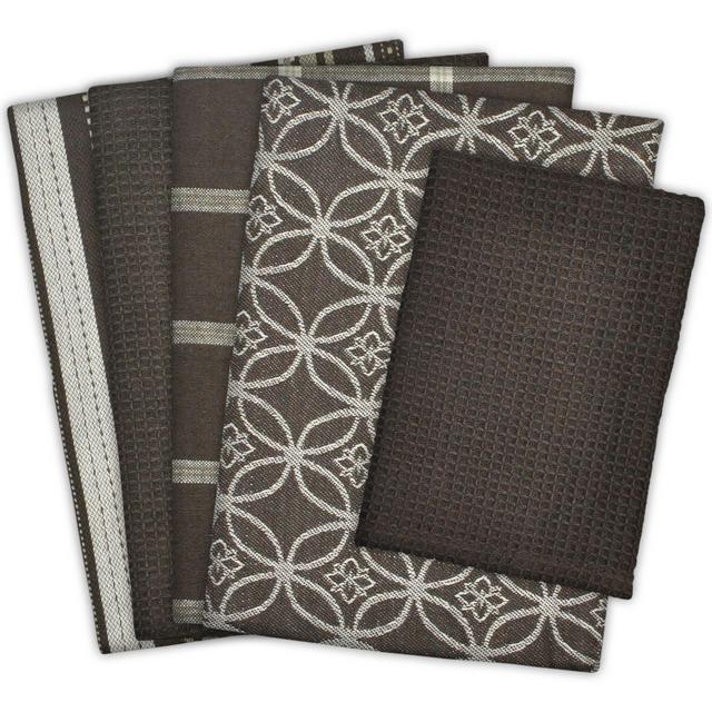 Harvest Kitchen Towels in Brown (Set of 5)