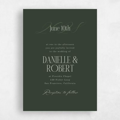 Deep Forest, Green Wedding Invitation - Palenque Portrait
