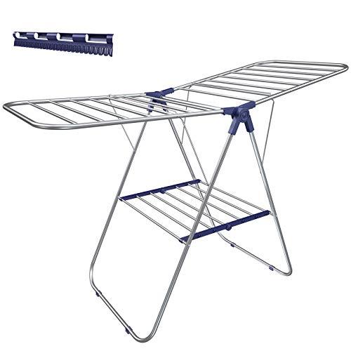 SONGMICS Clothes Drying Rack, with Bonus Sock Clips, Stainless Steel  Gullwing Space-Saving Laundry Rack, Foldable for Easy Storage.