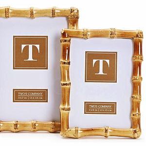 Two's Company Set of 2 Blonde Natural Bamboo Finish Photo Frame, Includes 2 Sizes, 4x6 and 5x7 Inches, Bamboo, Home Decor Accessories