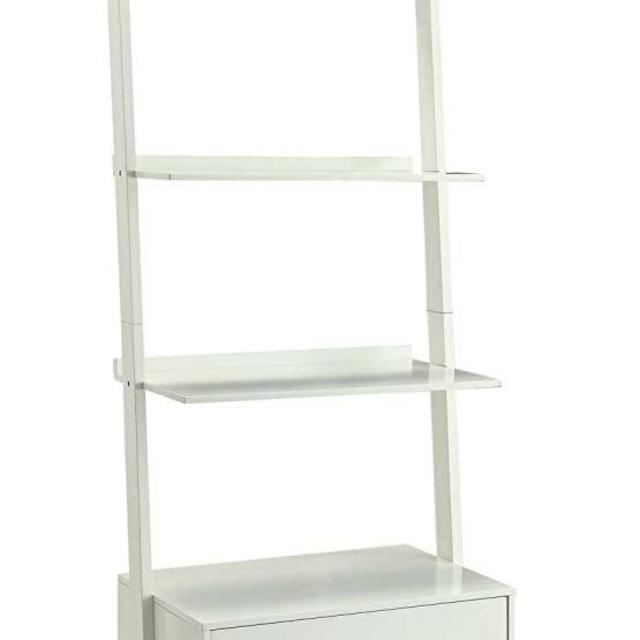 Convenience Concepts American Heritage Ladder Bookcase with File Drawer, White