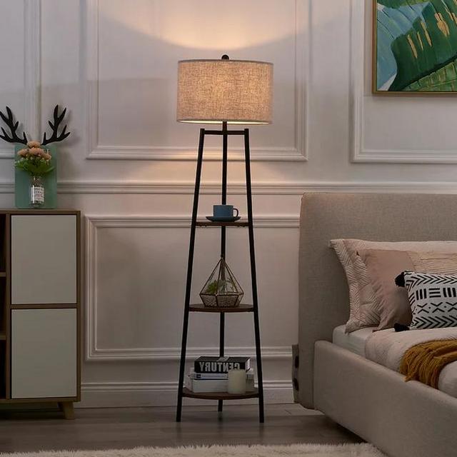 Snowhill 59" Column Floor Lamp - Black & Walnut