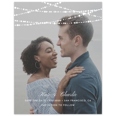 White Wedding Digital Save the Date - Moonlight Edge