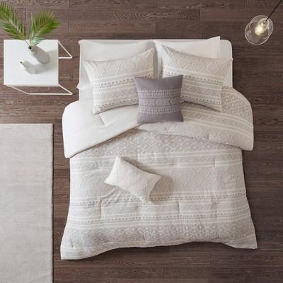 Emerson King/California King 5pc Clip Jacquard Comforter Set White/Gray