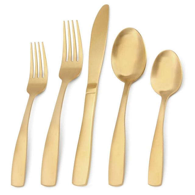 Matte Gold Silverware Set, Bysta 20-Piece Stainless Steel Flatware Set, Kitchen Utensil Set Service for 4, Tableware Cutlery Set for Home and Restaurant, Satin Finish, Dishwasher Safe