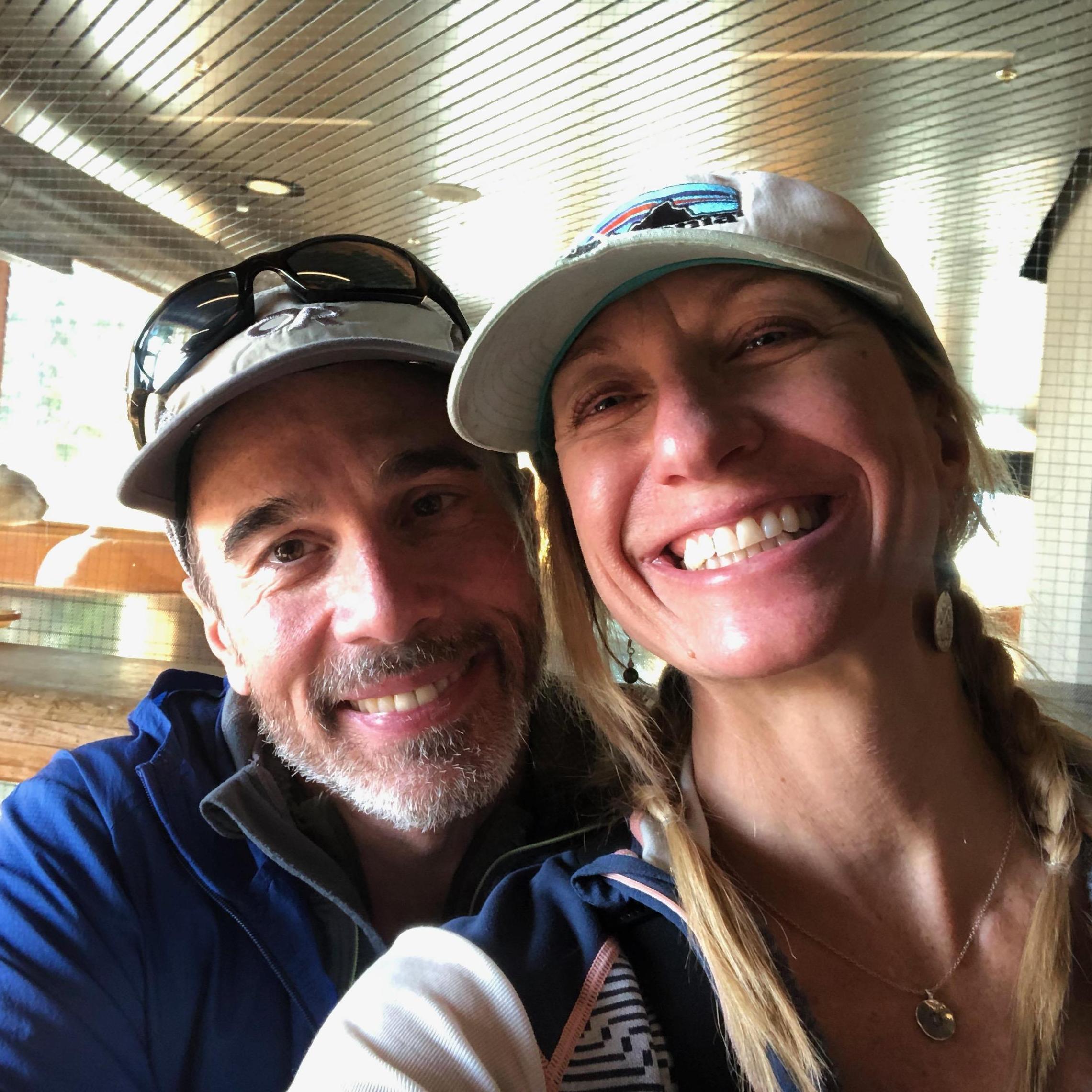 All smiles after making it down off of Mt Hood safely - We did not summit, given boiler plate conditions & Shelly being an absolute novice mountaineer- but of course Joe has summited multiple times..