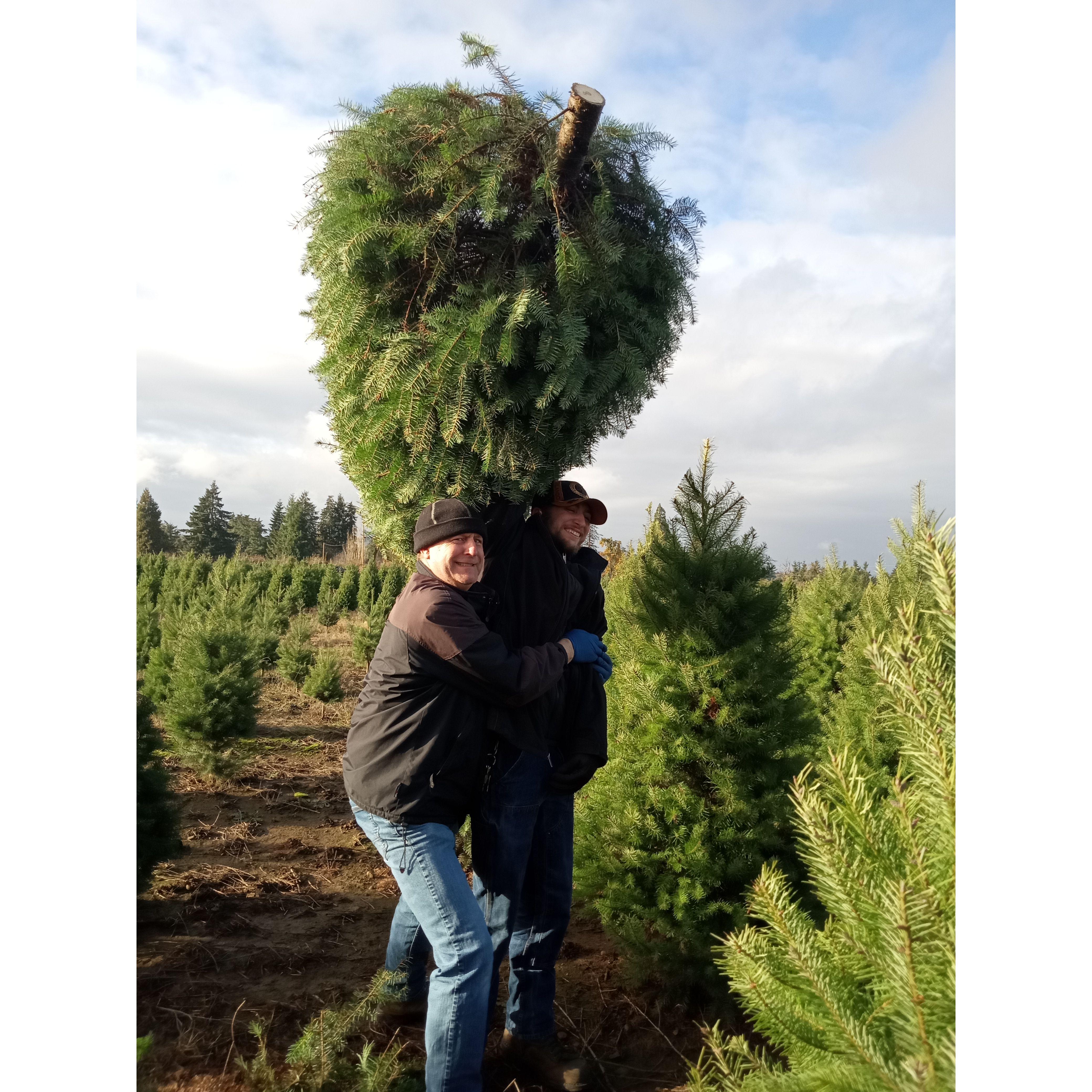 His first time Christmas Tree shopping with Isabella's Family.