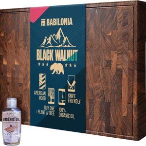 American Black Walnut Cutting Board - 15.7 x 10.2 Inch (ExtraThick 1.7") Premium Quality & Professional Butcher Block. Heavy Duty End Grain Wood Chopping Board (Oil & Plate Included)