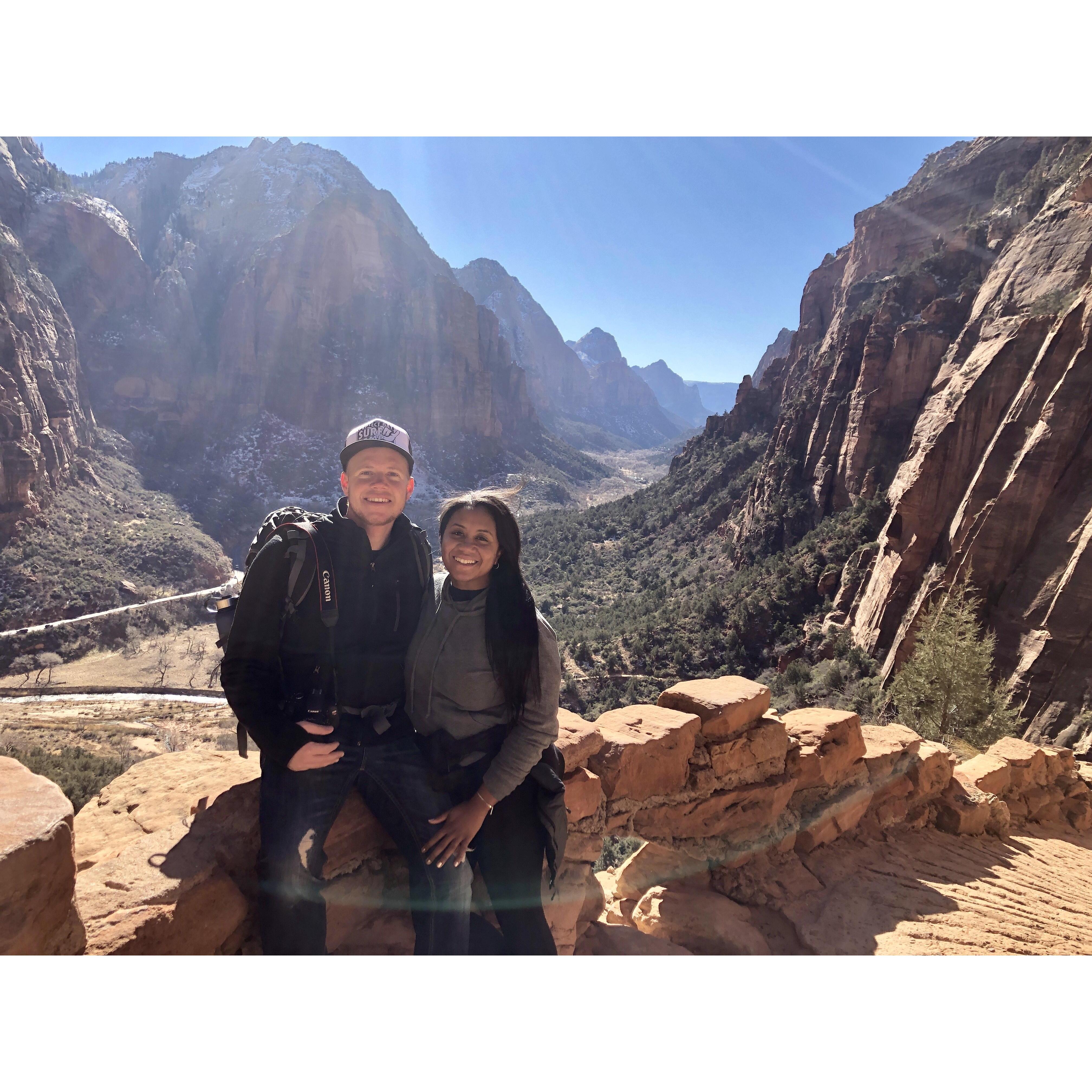 Hiking up to Angel's Landing, Zion National Park Utah, Jan 2019