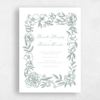 Rich Sage, Green Wedding Invitation - Iniguez Portrait