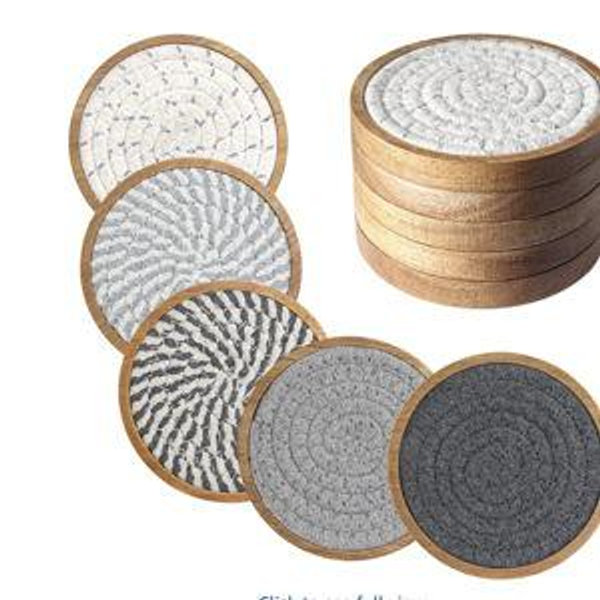 5 Pack Coasters for Drinks Absorbent, 4.3 inches Cork Coasters for Coffee Tables, Wooden Drink Coasters for Table Protection, Cute Coasters for Kitchen, Farmhouse, Bar, and Office (Gray Series)