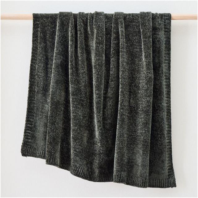 Luxe Chenille Throw, Dark Moss, 50x60