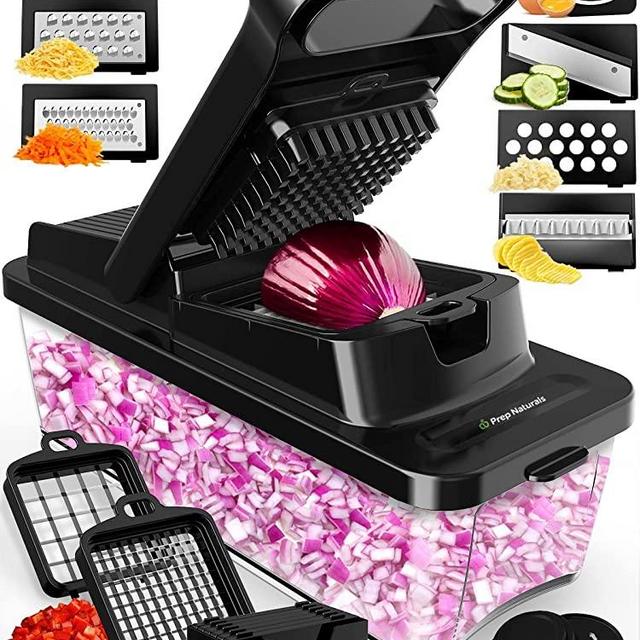 9-in-1 Vegetable Chopper & Mandoline Slicer for Kitchen - Veggie Chopper Vegetable Cutter, Food Chopper, Onion Chopper Dicer, Veggie Chopper With Container, Vegetable Chopper With Container - Black