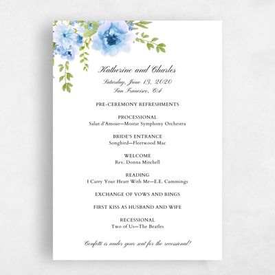 Blue Wedding Program - Tillage