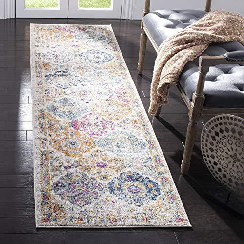 Safavieh Madison Collection MAD611B Bohemian Chic Vintage Distressed Runner, 2' 3" x 8', Cream/Multi