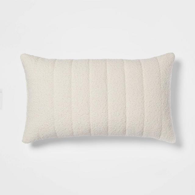 Oversized Channel Boucle Lumbar Throw Pillow Cream - Threshold™