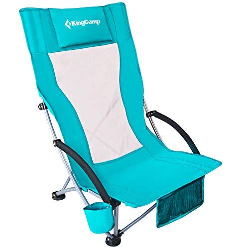 KingCamp Low Sling Beach Camping Concert Folding Chair, Low and High Mesh Back Two Versions