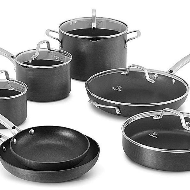 Calphalon 1943337 12 Piece Classic Nonstick Cookware Set, Grey