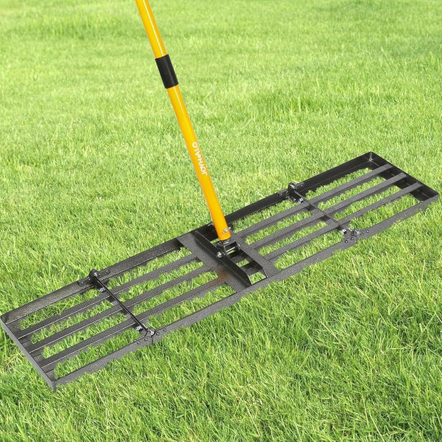 Joyhalo Lawn Leveling Rake 36 Inch, Lawn Leveler with 78" Adjustable Steel Handle, Heavy Duty Effort Saving Ground Leveler for Yard Garden Golf Course, Ease Level Soil Sand Dirt Surfaces
