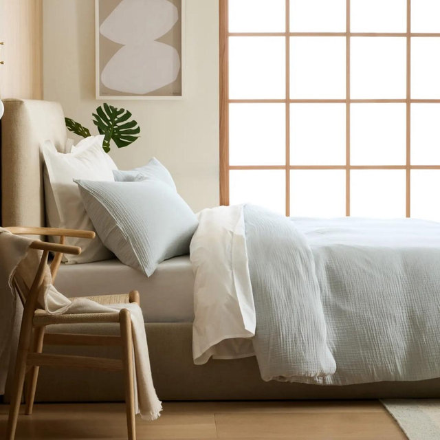 Organic Airy Gauze Duvet Cover Set | Quince (Size: Queen Color: Mist)
