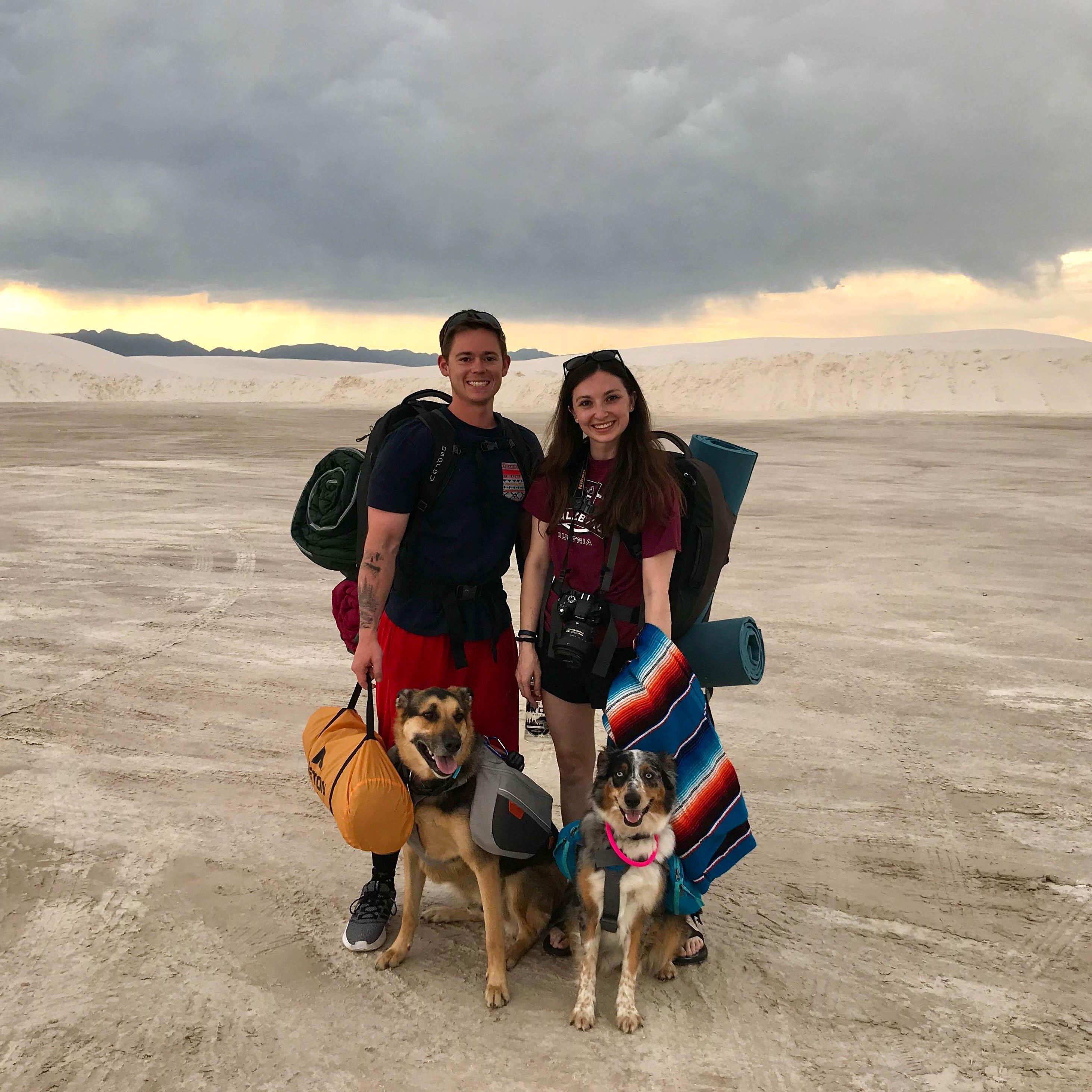 Before we hiked in sand 2 miles to our campsite carrying all of this for a stormy night in the desert. Such a memory.