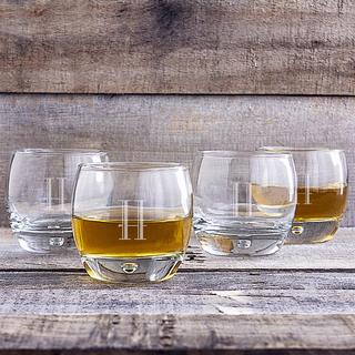 Personalized Heavy Based Whiskey Glass, Set of 4