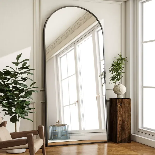 BEAUTYPEAK Arched Full Length Mirrors 71"x30",Black
