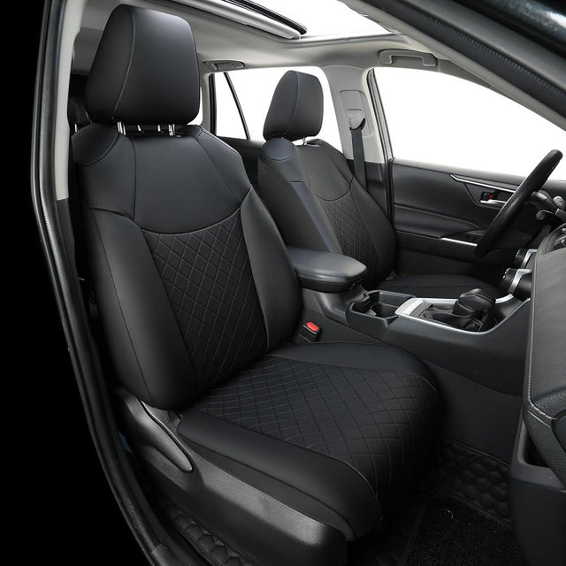 GIANT PANDA Custom Fit Toyota Corolla Front Car Seat Covers 2020 2021 2022 2023 2024 Corolla L LE, Luxury Stitch Seat Covers for car, Faux Leather Polyester Fiber Auto Interior Covers (2 Pack, Black)