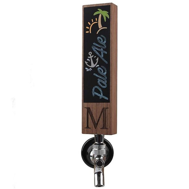 Chalkboard Beer Tap Handle for Kegerator with Monogrammed M, Perfect For Home Bar, Laser Engraved Keg Tap Handles, Craft Beer Gift, 8 Inch Tall Walnut Wood