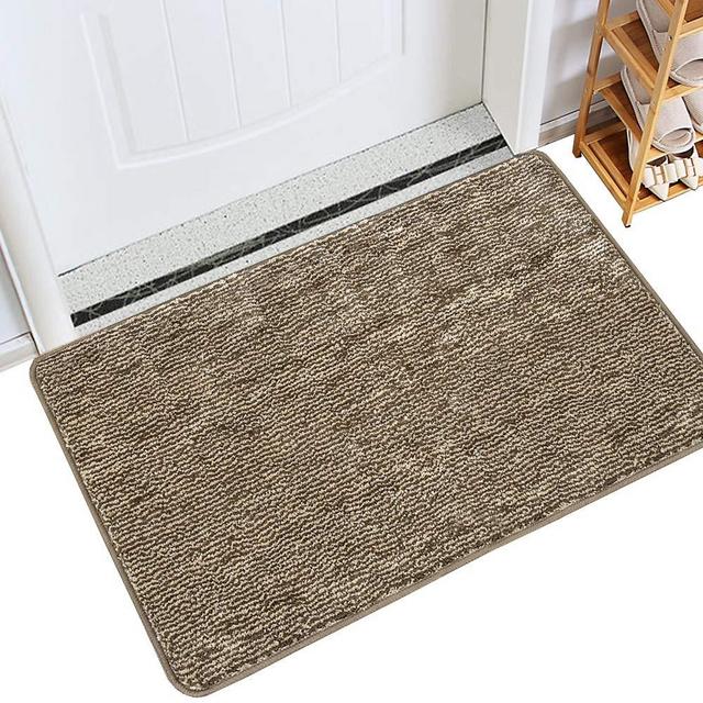 Indoor Doormat Front Door Mat Non Slip Rubber Backing Super Absorbent Mud and Snow Magic Inside Dirts Trapper Mats Entrance Door Rug Shoes Scraper Machine Washable Rug Carpet - Coffee, 20"x 32"