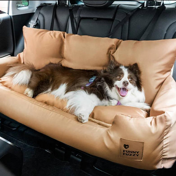 Travel Bolster Safety Medium Large Dog Car Back Seat Beds Waterproof Pro-Brown