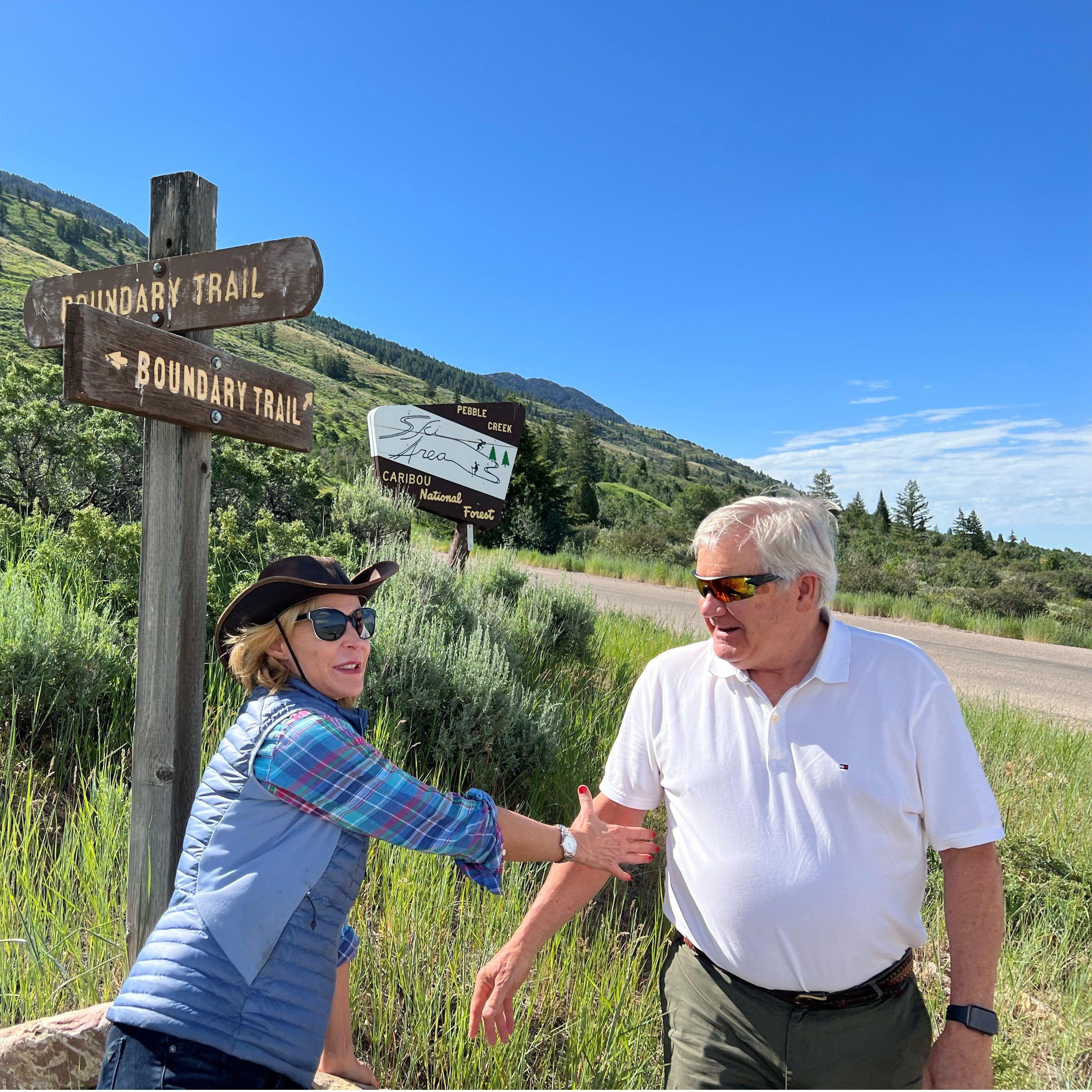 Taking a picture in front of the Boundary Trail sign above the Ambrose Ranch is required!