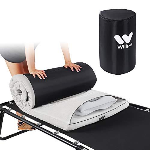Willpo Camping Foam Pad Small Single Size [75''x24''x2] Roll-up Adjustable Lightweight Mattress for Outdoor Camping Cot with Removable Waterproof Cover and Free Travel Bag