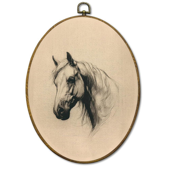 Mcehtle Retro Horse Wall Art Decor, Farmhouse Animal Sketch Farm Equestrian Framed Canvas Prints 8.6x11.4, Neutral Cottagecore Wall Hanging Artwork Decorations for Bedroom Home Gallery Living Room