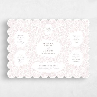 Pink Scalloped Wedding Invitation - Eze Landscape