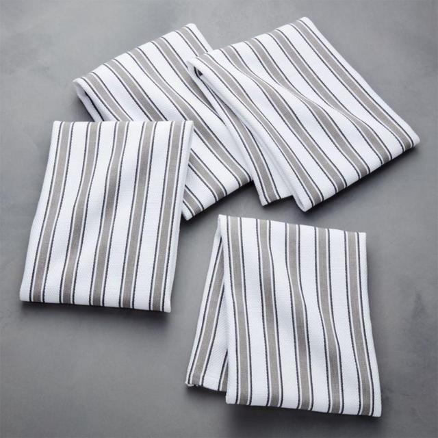 Aster Stripe Grey Dish Towel, Set of 4