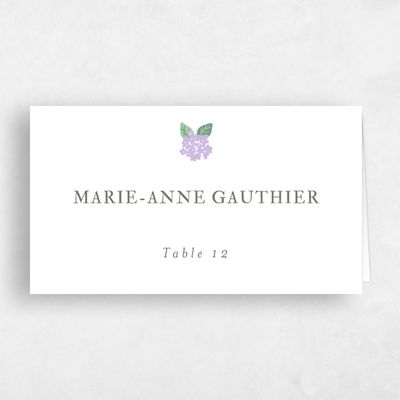 Lavender, Purple Wedding Place Card - Campanule